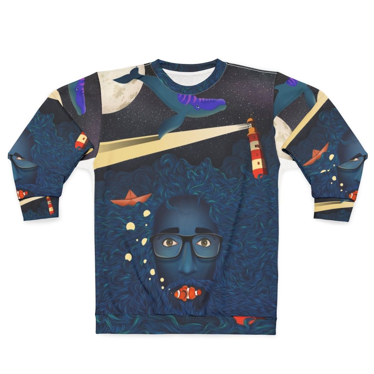 Deep Thoughts Calma-Inspired Sweatshirt featuring a fantasy ocean theme