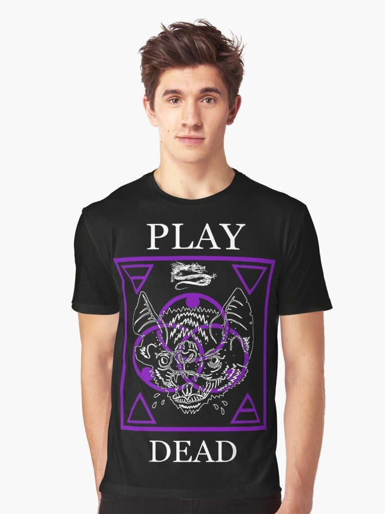 "Play Dead" graphic t-shirt featuring a vampire bat design - Men