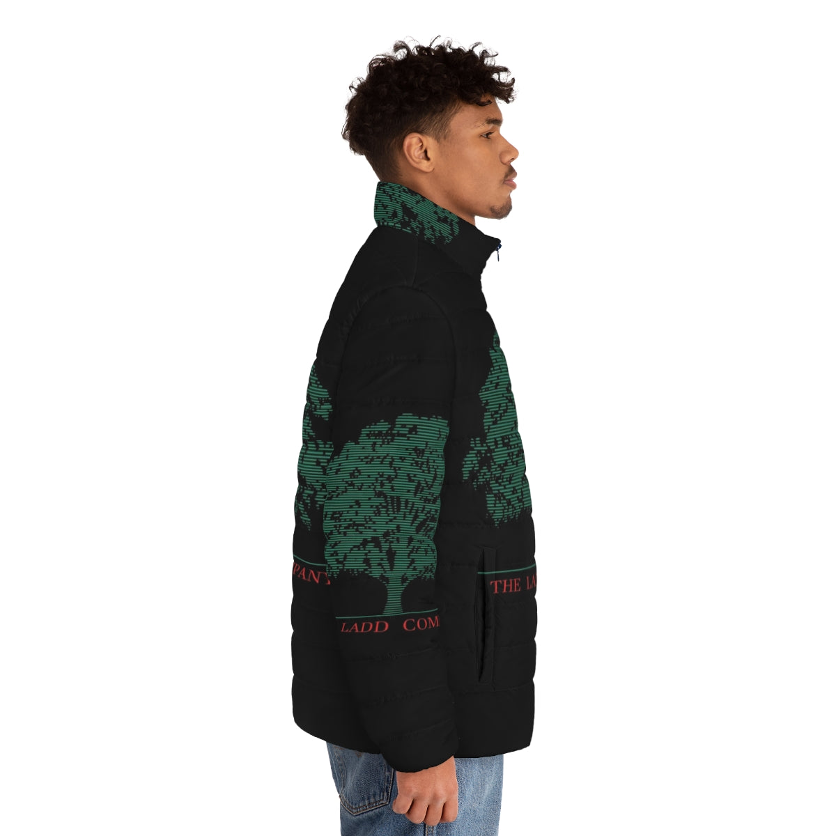 Blade Runner inspired puffer jacket featuring retro sci-fi design - men side right