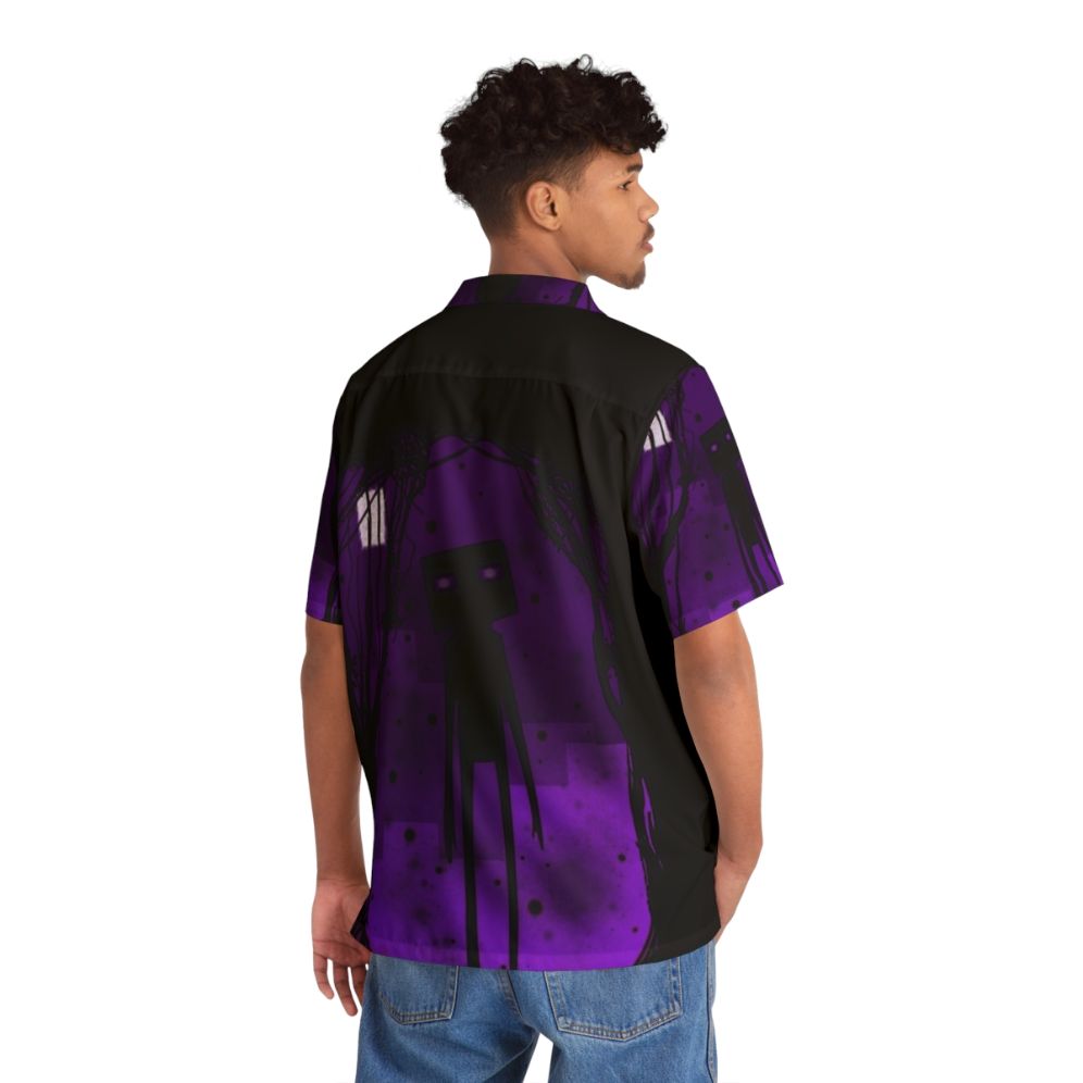 Enderman Hawaiian Shirt featuring a minimalist design for Minecraft fans - People Back