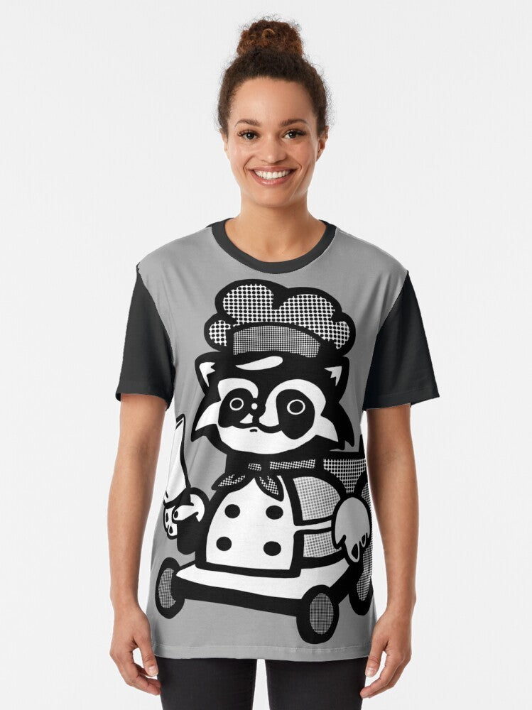 Overcooked Raccoon Graphic T-Shirt featuring a cute disabled chef character - Women