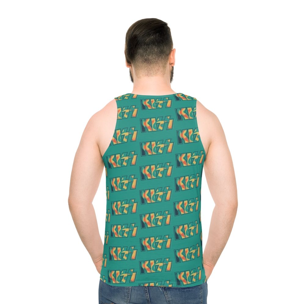 Tropical Tie Dye Kiss The Band Logo Unisex Tank Top - men back