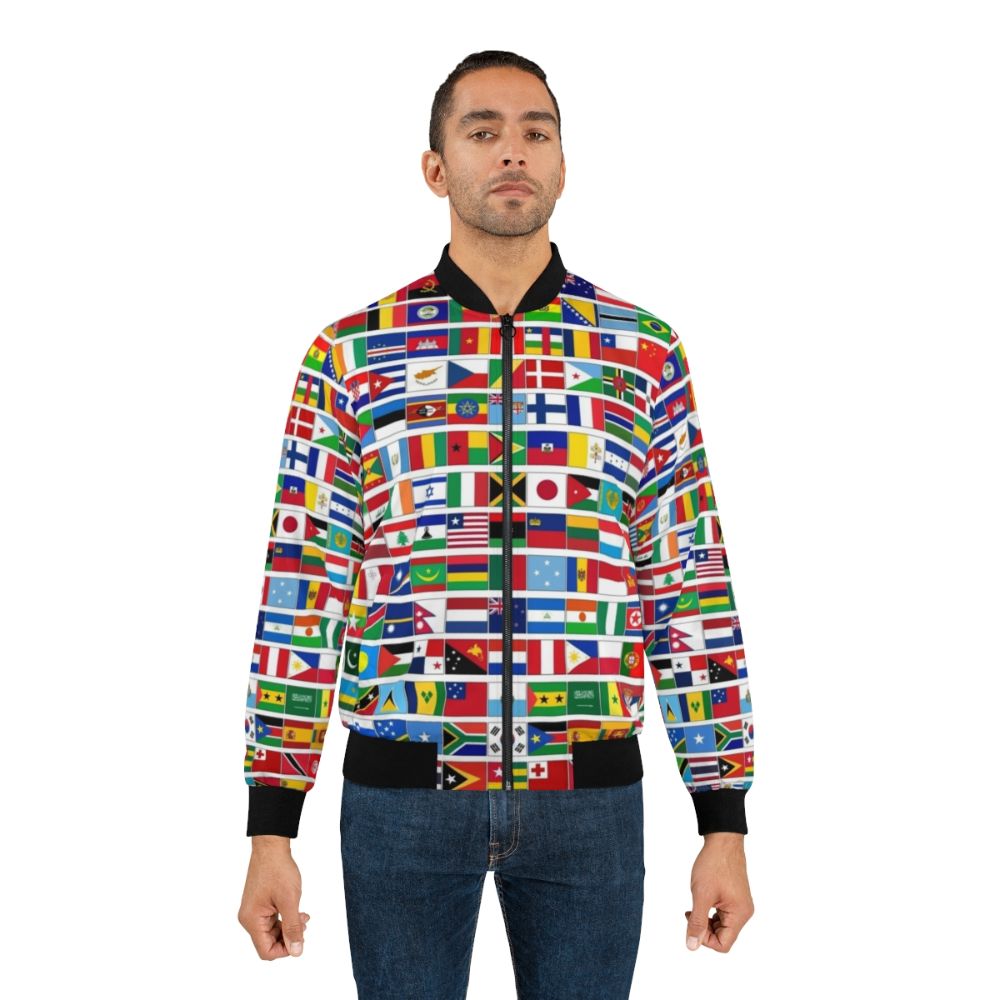 Bomber jacket featuring flags of all countries in the world for international events - Lifestyle