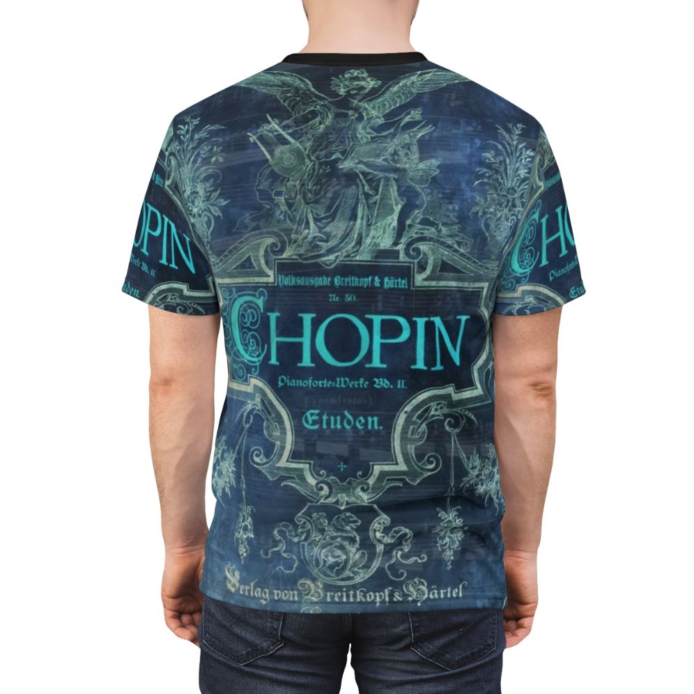 Artistic portrait of renowned Polish composer Frédéric Chopin in blue tones - men back