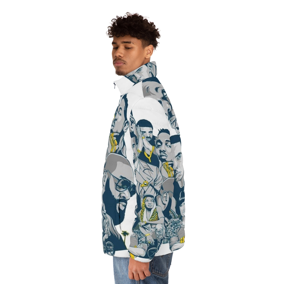 Retro 90s hip hop inspired puffer jacket - men side left