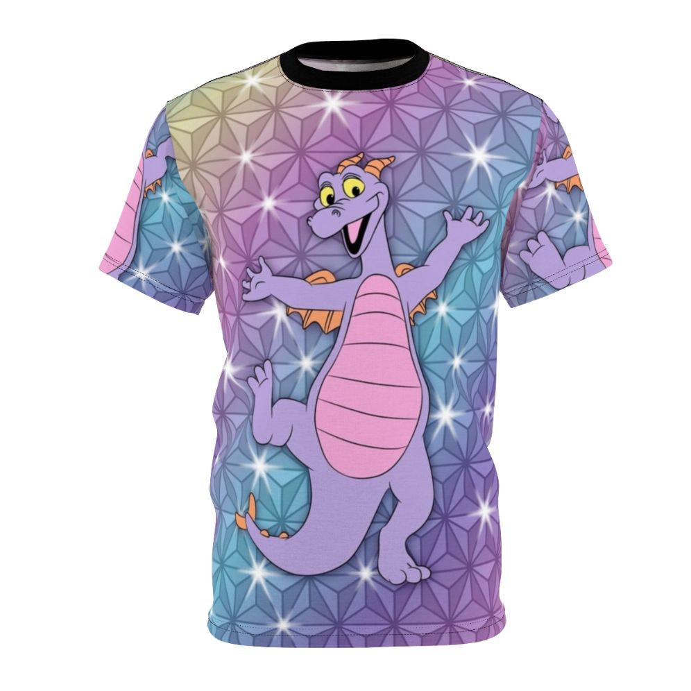 Epcot Figment inspired all-over print t-shirt featuring the iconic Disney character