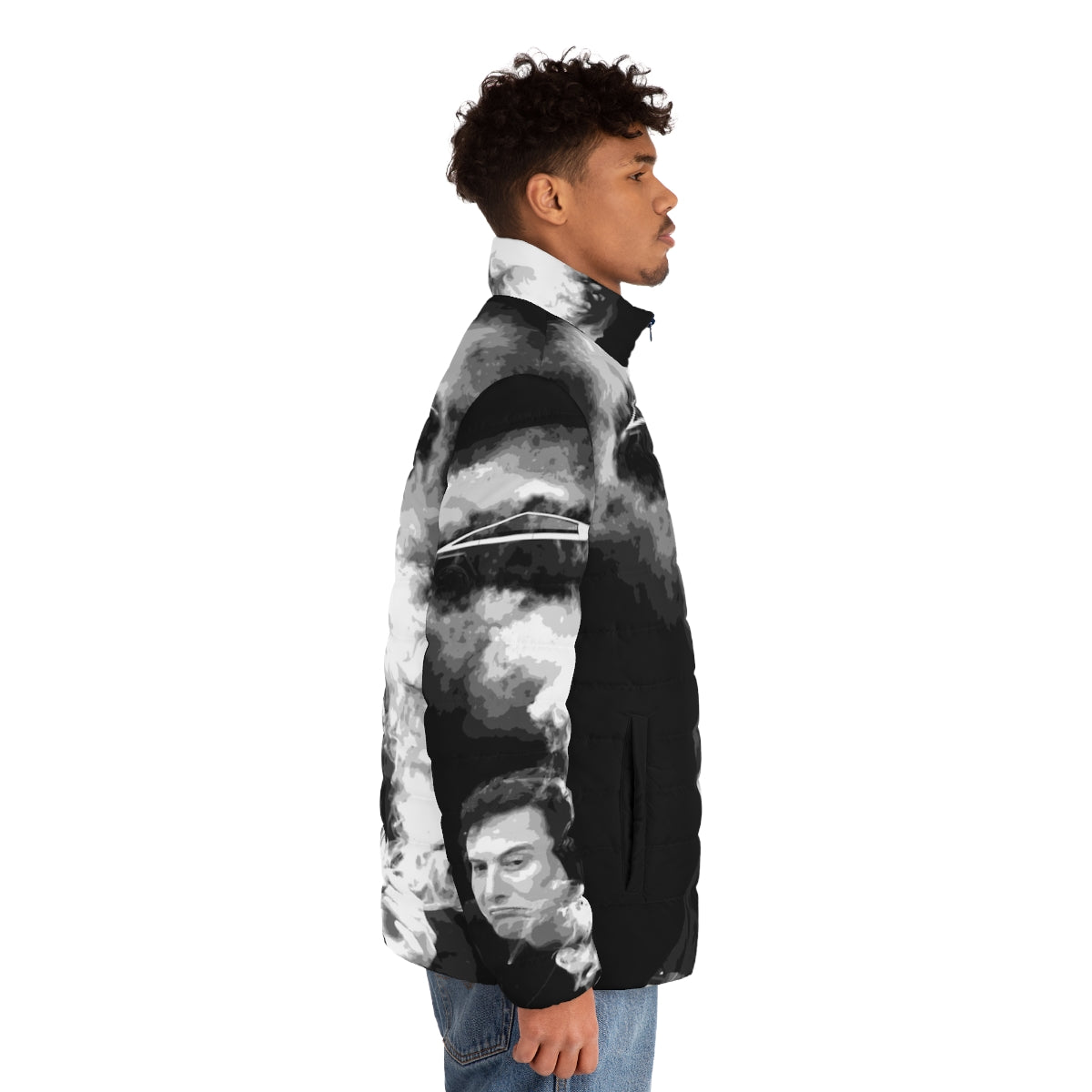 Elon Musk and Cybertruck inspired puffer jacket with futuristic design - men side right