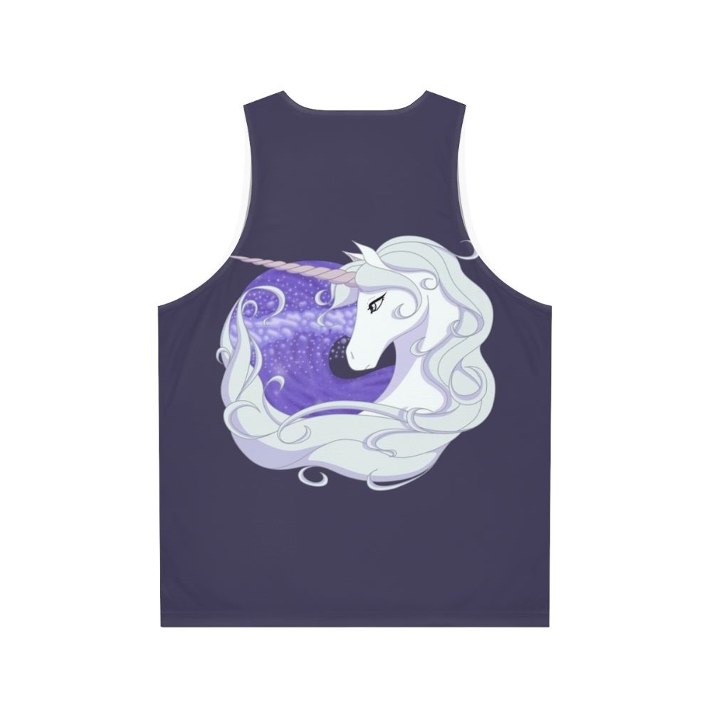 The Last Unicorn Unisex Tank Top with Unicorn and Sea Waves - Back