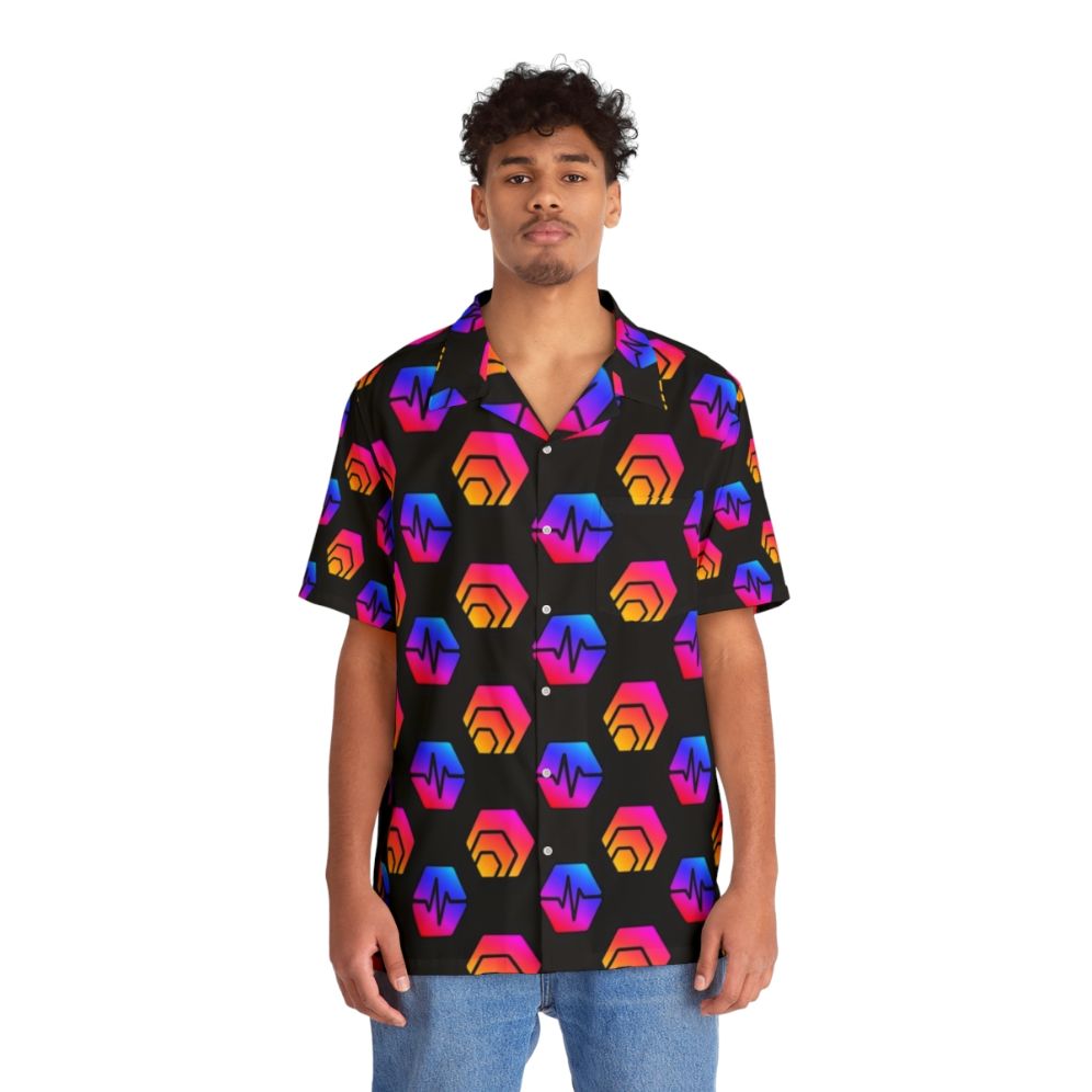 Crypto Hex and Pulsechain Logo Hawaiian Shirt - People Front