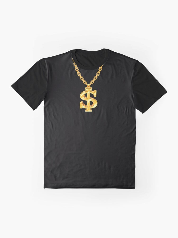 A virtual gold necklace graphic printed on a cool t-shirt - Flat lay