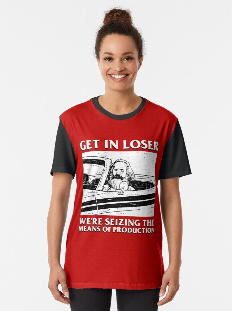 "Seize the Means of Production" Graphic T-Shirt with Communist and Socialist Themes - Women