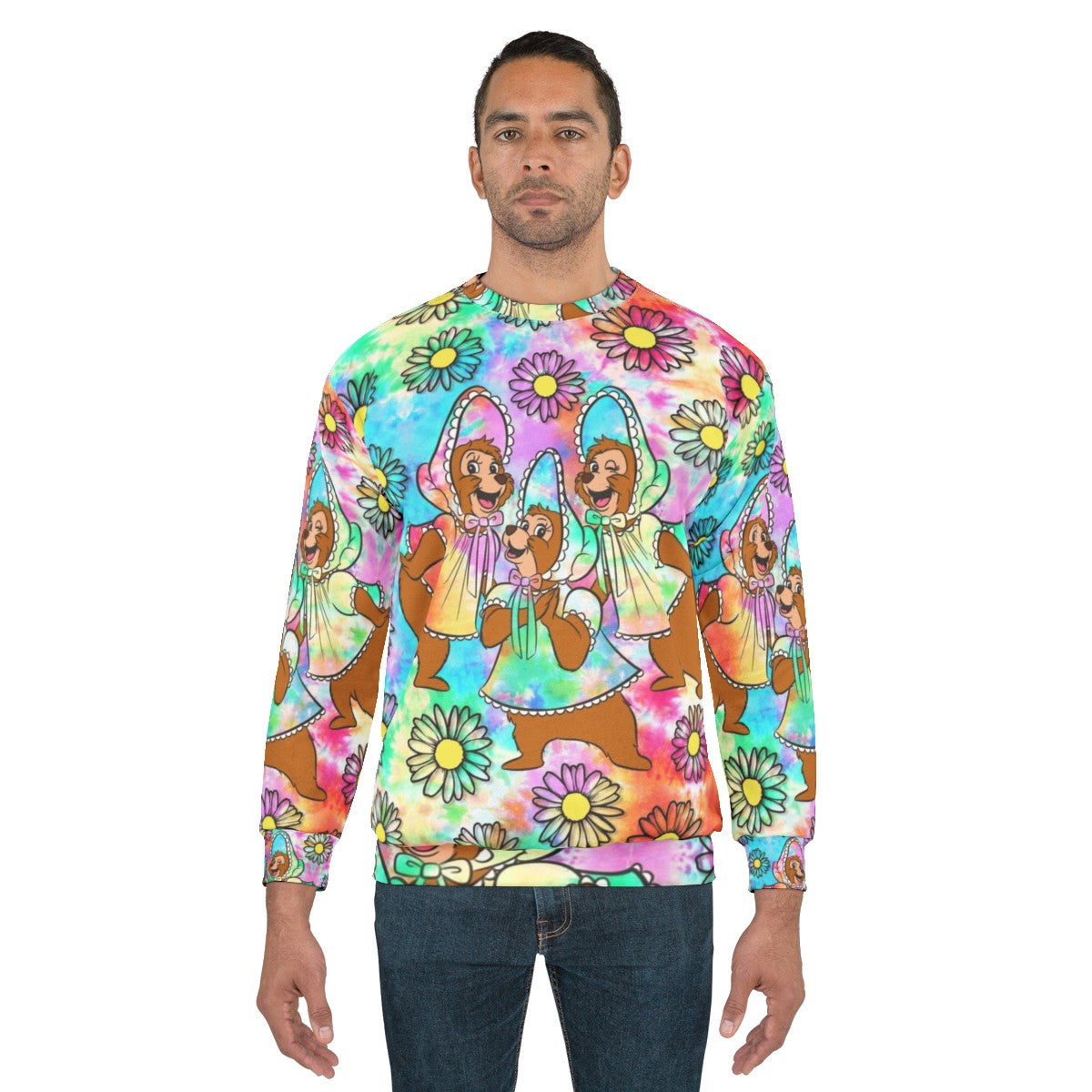 Retro tie-dye sweatshirt with sun bonnets for country bear fans - men