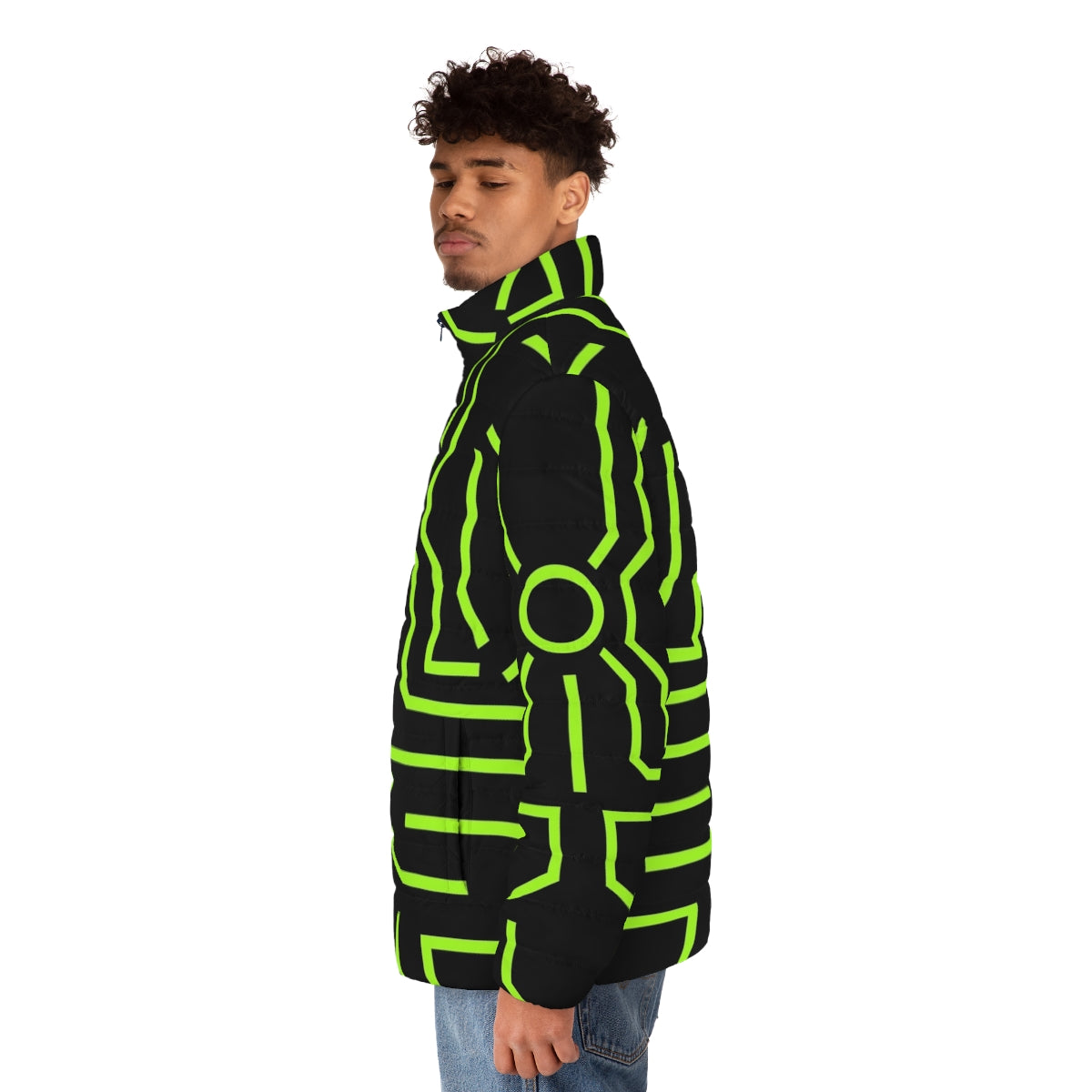 Upgrade Puffer Jacket with Ben 10 circuit board and alien force design - men side left