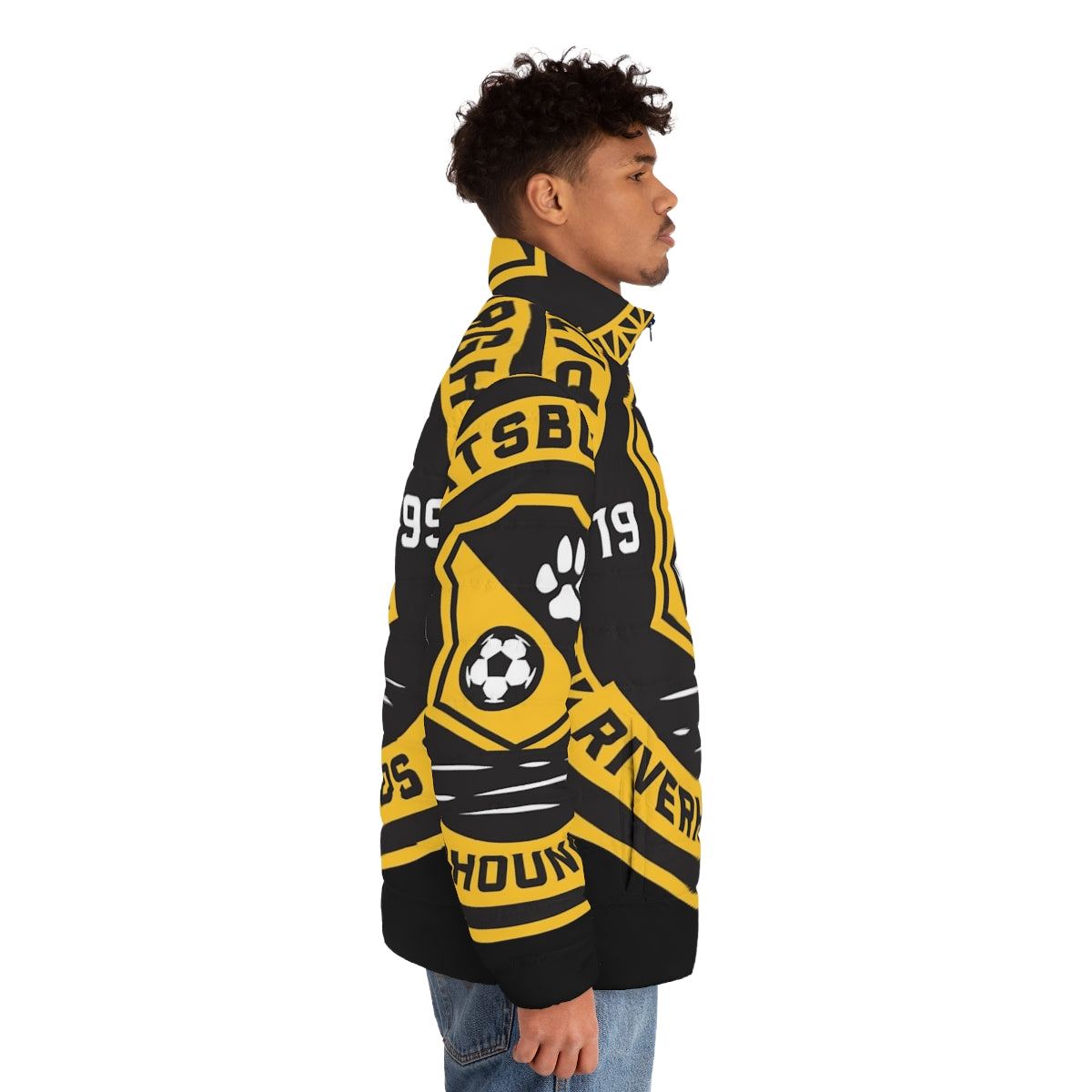 Pittsburgh Riverhounds puffer jacket with team logo - men side right