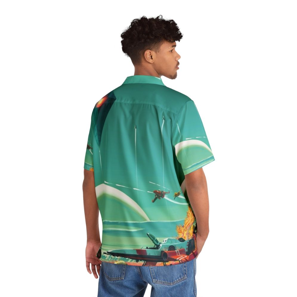 No Man's Sky Horizon Hawaiian Shirt featuring a space-themed design - People Back