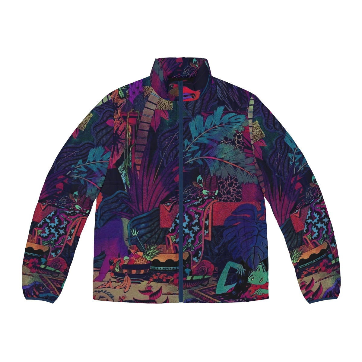 Glass Animals Puffer Jacket featuring the indie band's iconic logo and artwork