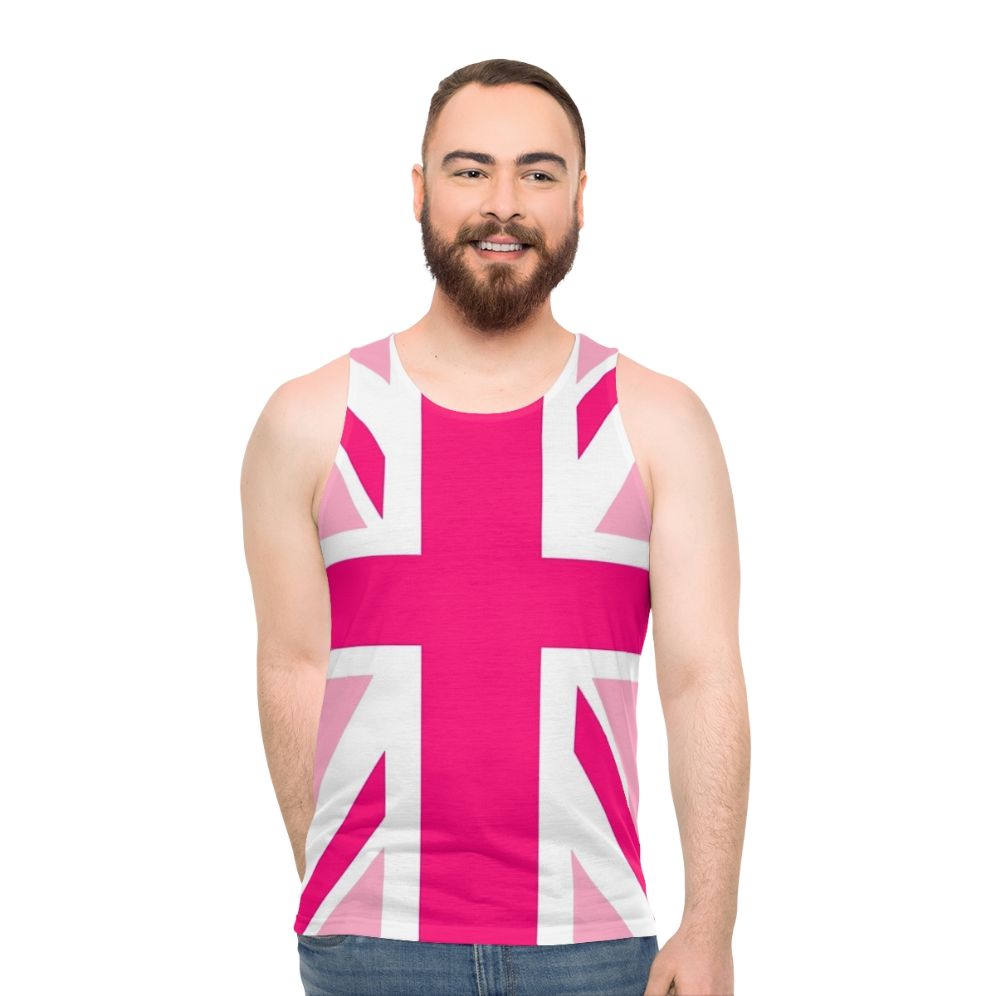 Unisex tank top with UK flag design for breast cancer awareness and LGBTQ pride - men