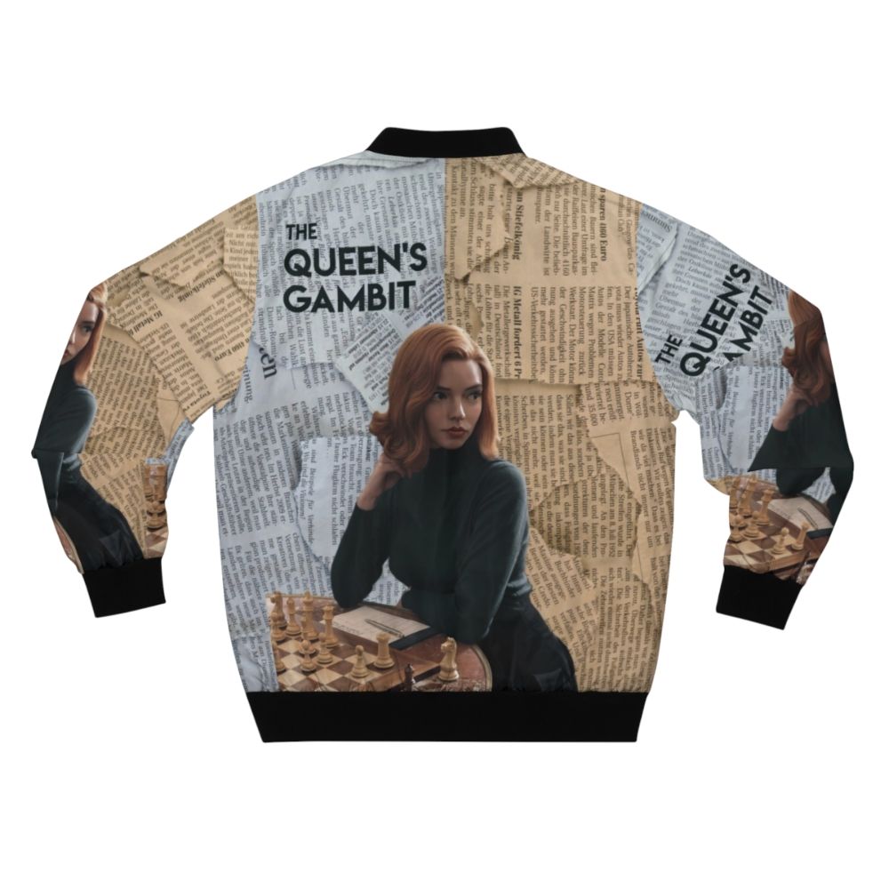 The Queen's Gambit Bomber Jacket featuring a chessboard design for chess enthusiasts - Back