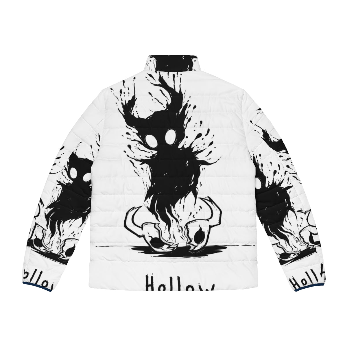 Hollow Knight inspired puffer jacket featuring the game's iconic hollow design - Back