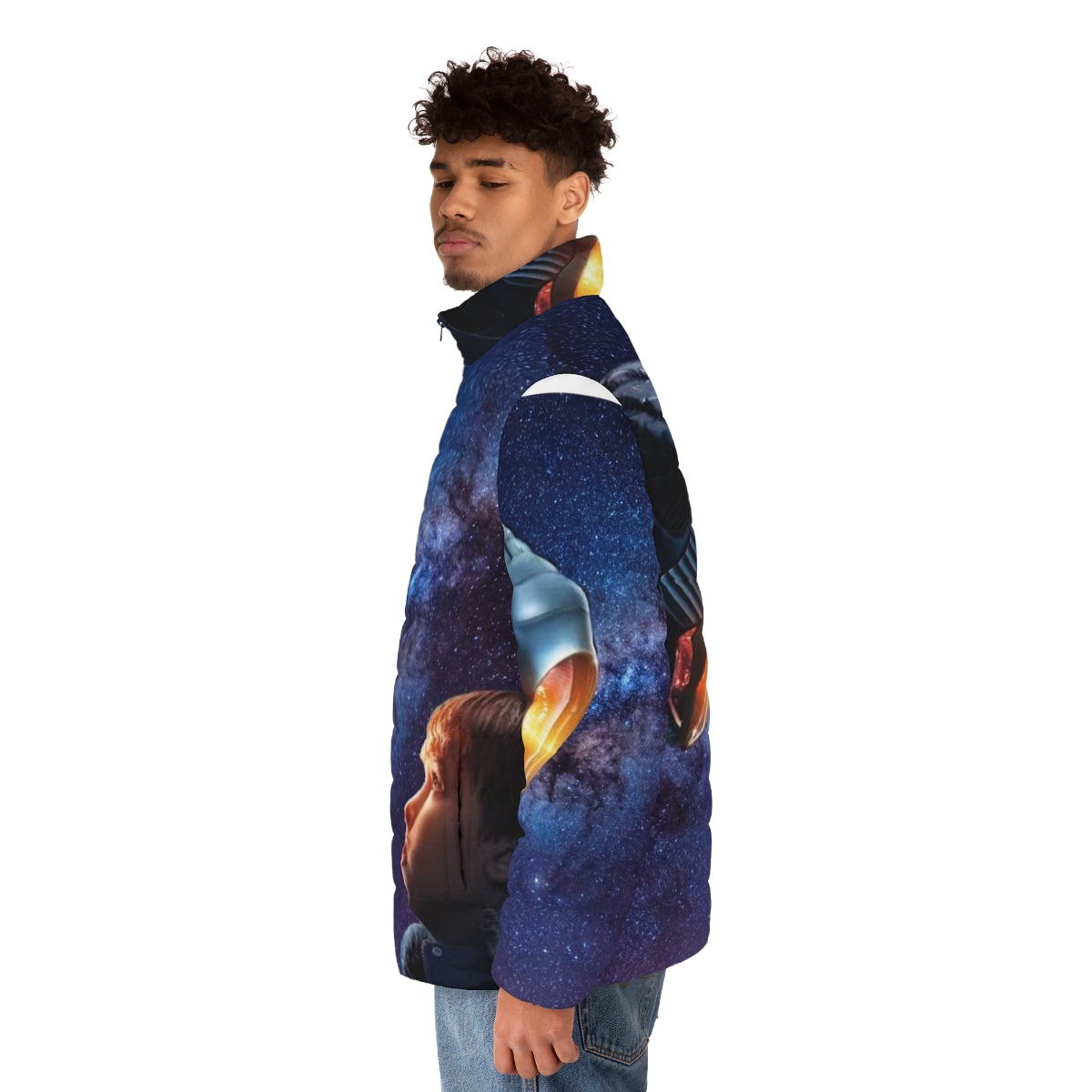 Stylish Lost in Space-themed puffer jacket for cozy sci-fi adventure - men side left