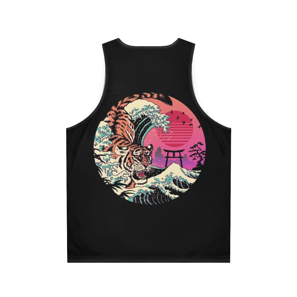 Unisex Retro Rad Tiger Wave Tank Top - Back