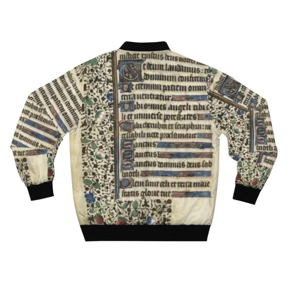 Elaborate bomber jacket featuring an illuminated manuscript design - Back