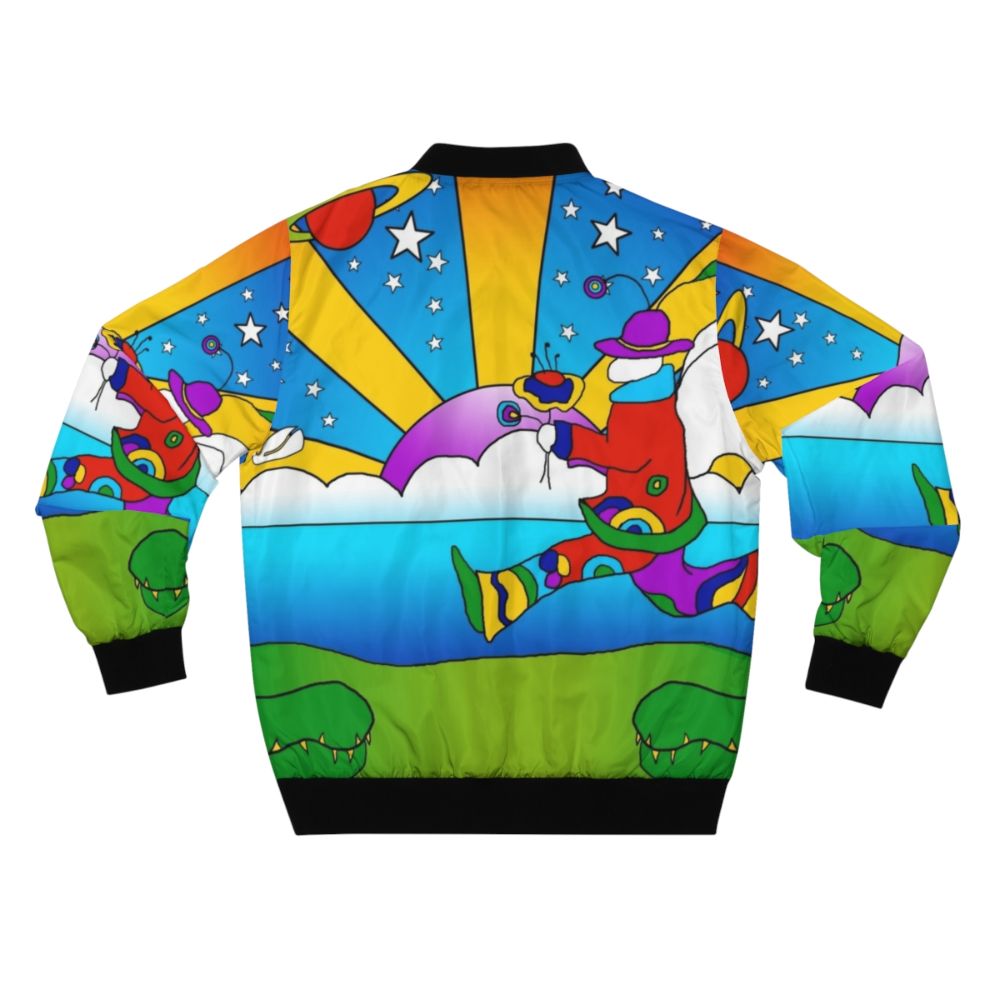 Psychedelic 60s bomber jacket with pop art and hopeful motifs - Back