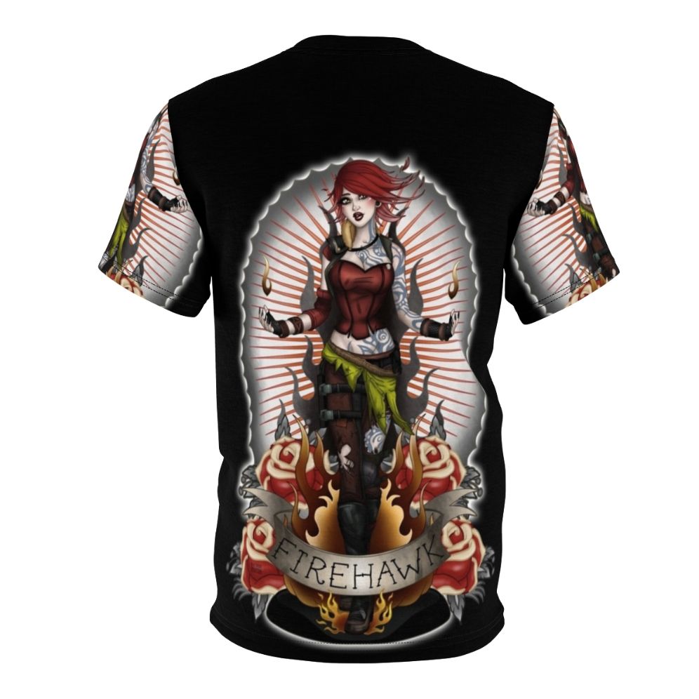 Borderlands Firehawk fan art printed on a high-quality t-shirt - Back