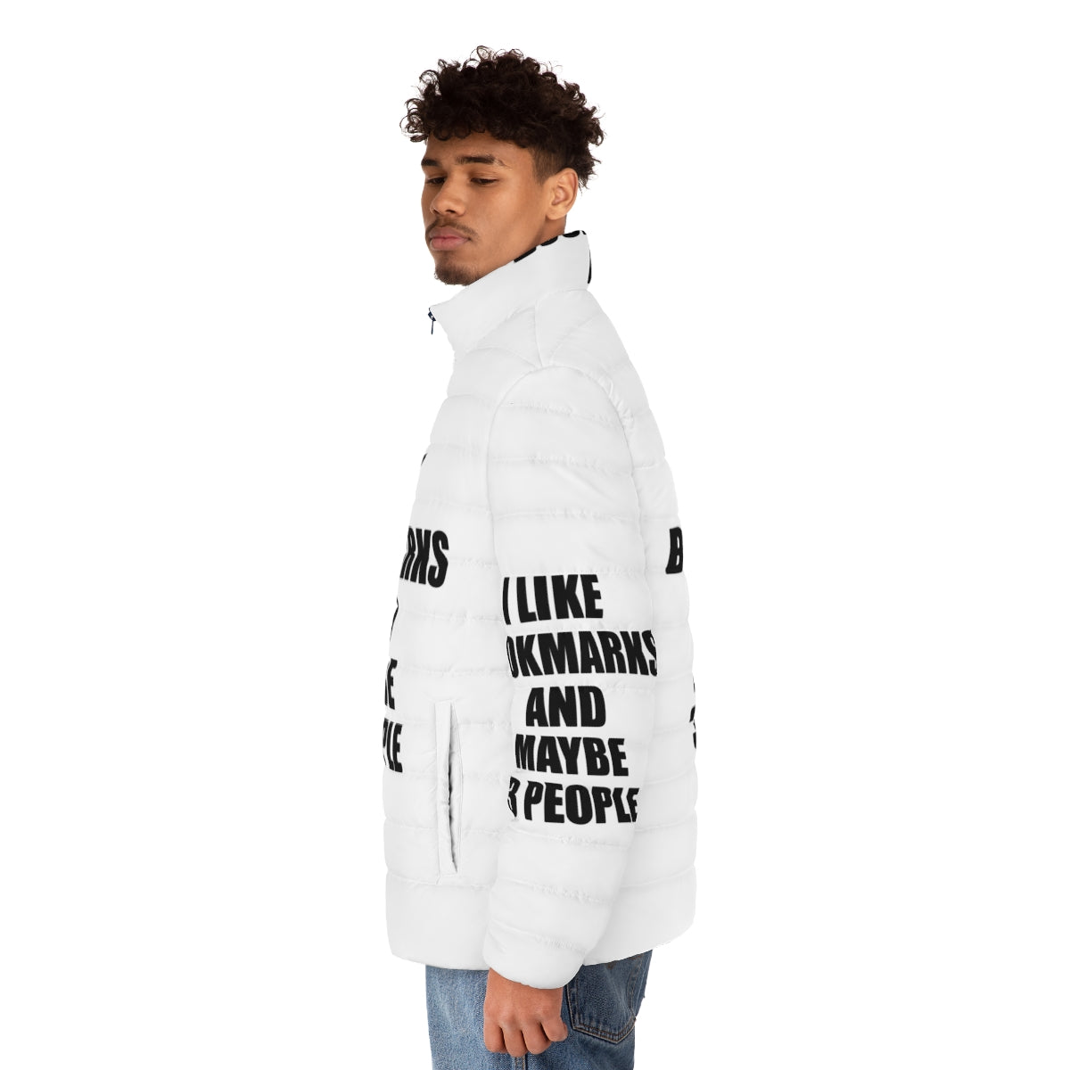 Bookmarks Lover Funny Puffer Jacket - men side left