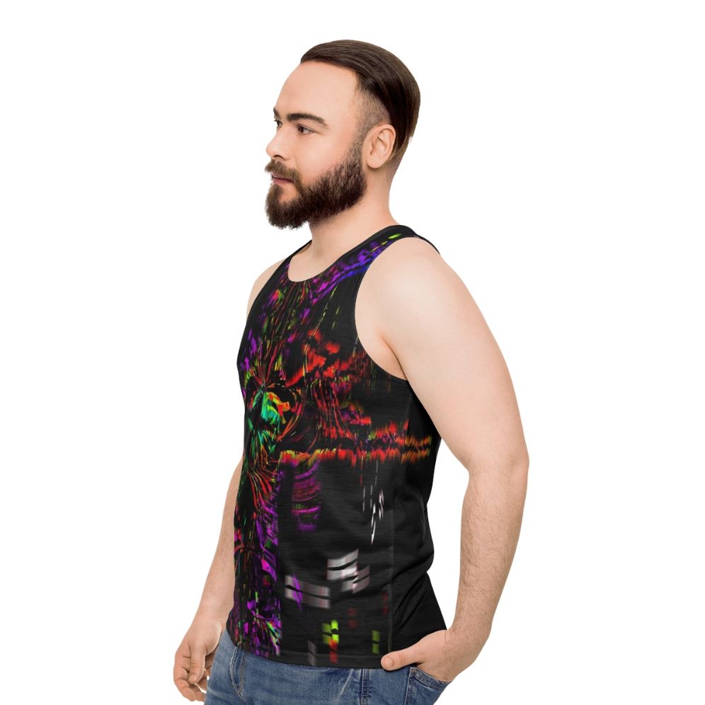 Colorful soundwave unisex tank top - men side