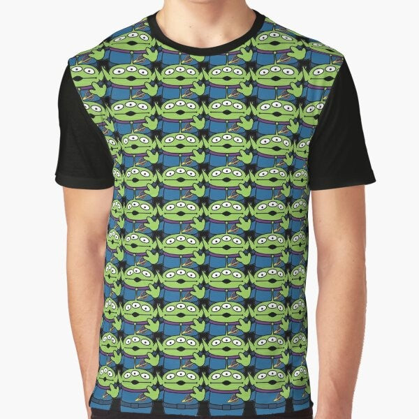 Aliens graphic t-shirt featuring characters and references from the Toy Story animated film series