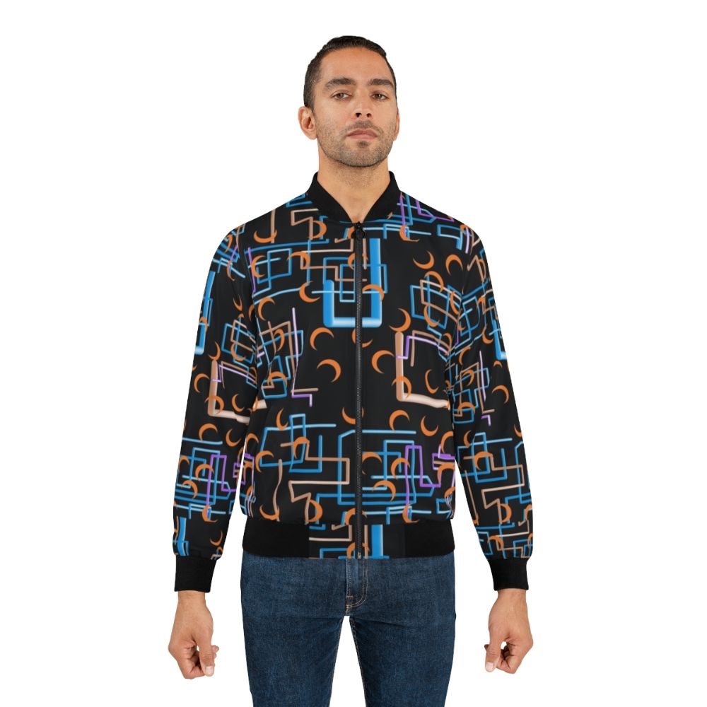 Dan Flashes Colorful Bomber Jacket, featuring a vibrant and distinctive pattern from the popular sketch comedy series - Lifestyle