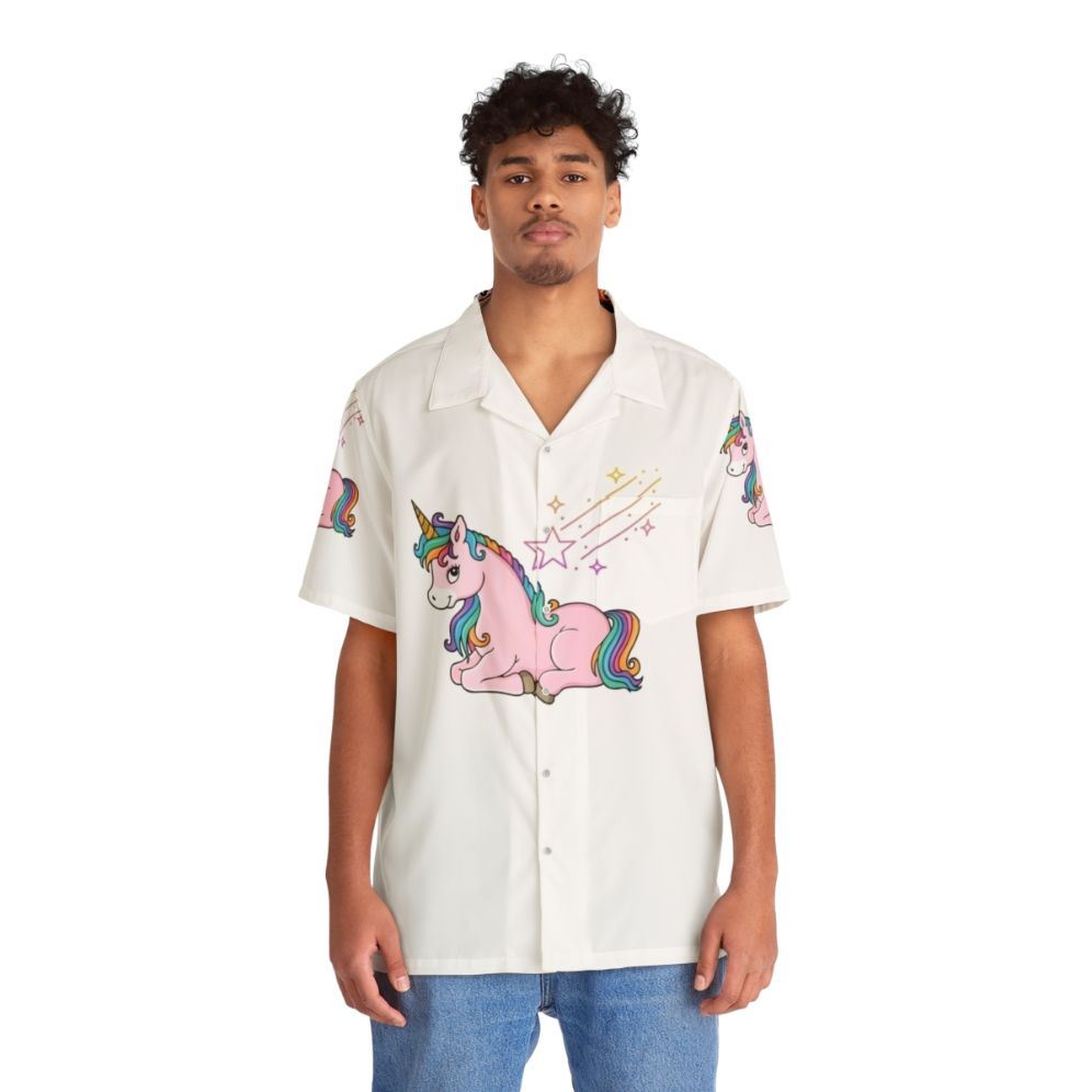 Mythical creatures fantasy Hawaiian shirt with legendary animals and mystic dragon print - People Front