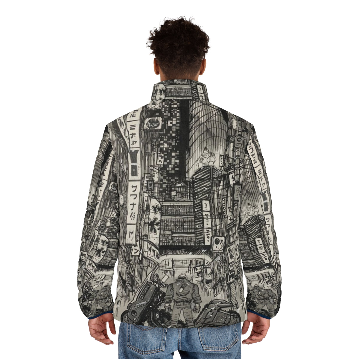 Akira-inspired cyberpunk puffer jacket - men back