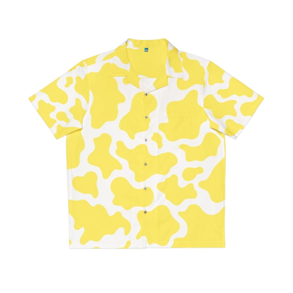 Yellow cow print Hawaiian shirt