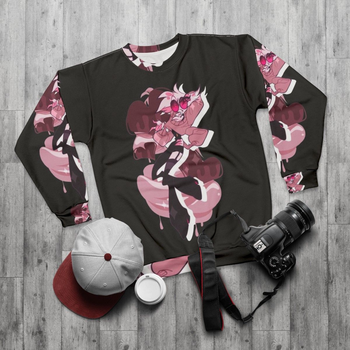 Hazbin Hotel Angel Dust Sweatshirt - flat lay