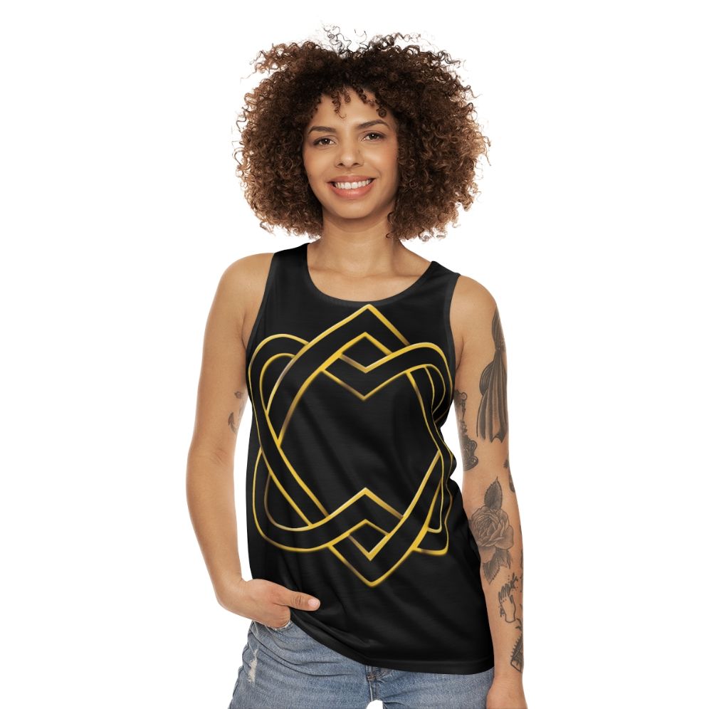 Unisex tank top with heart design and celtic knot art - women