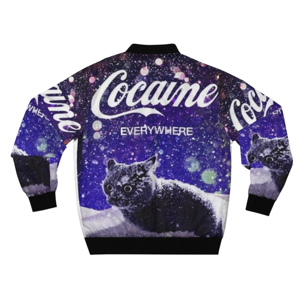 A stylish and festive cat bomber jacket perfect for the winter season - Back