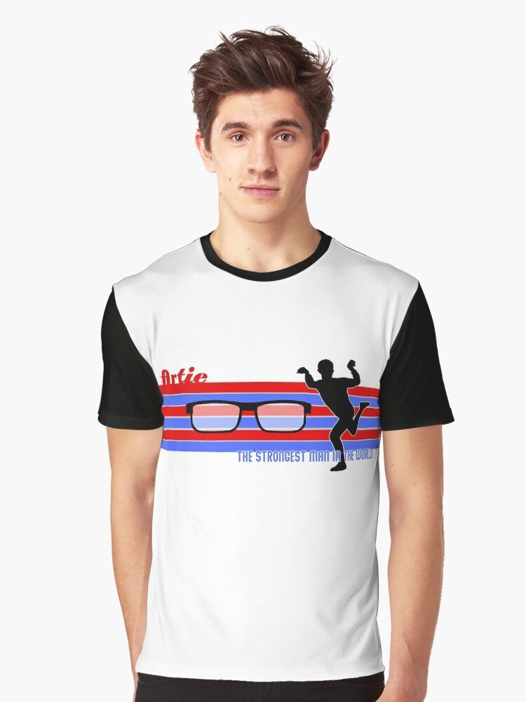 "The Strongest Man" graphic t-shirt featuring Artie from the TV show The Adventures of Pete & Pete - Men