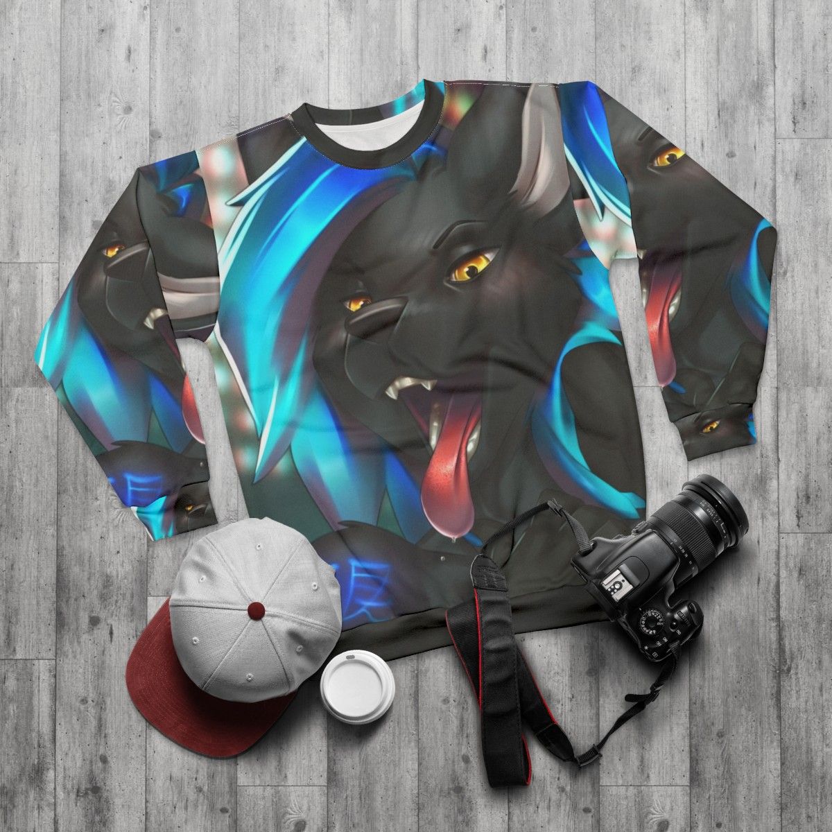 Ichigo Neko Anime Sweatshirt - flat lay