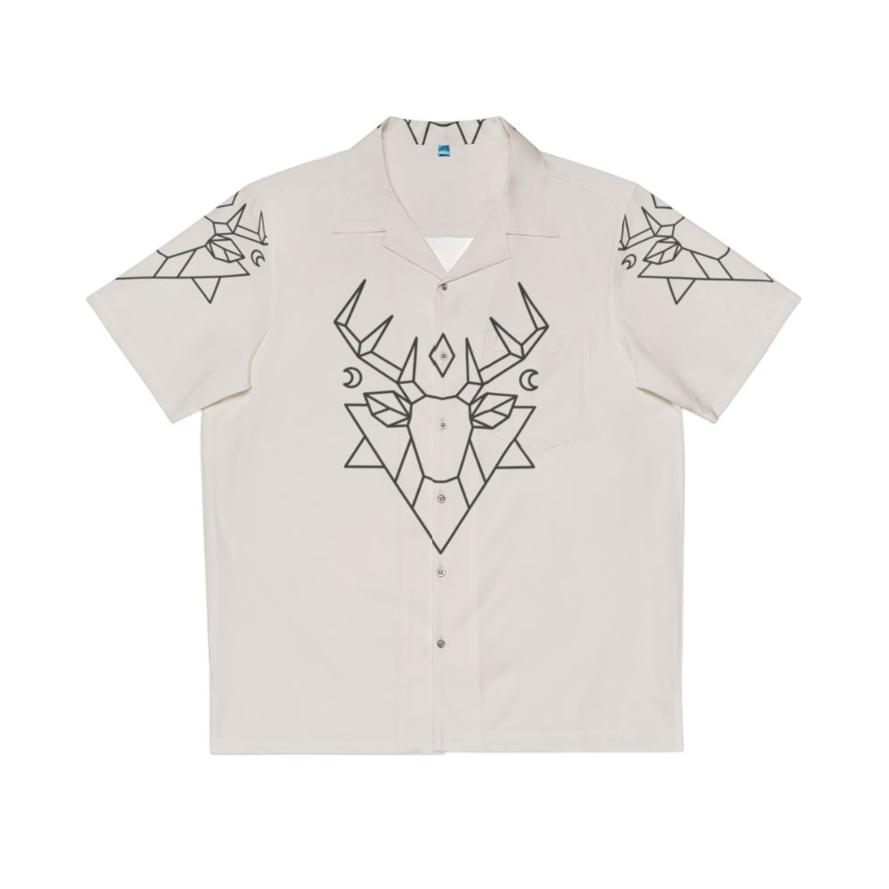 Mystic deer hawaiian shirt with geometric nature inspired design