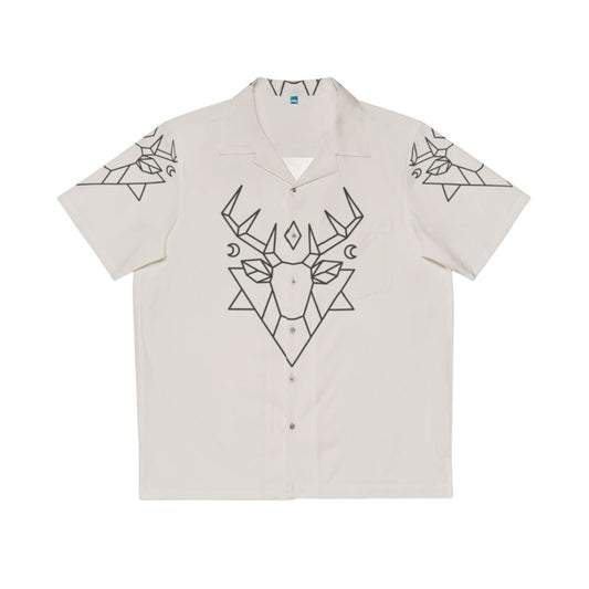 Mystic deer hawaiian shirt with geometric nature inspired design