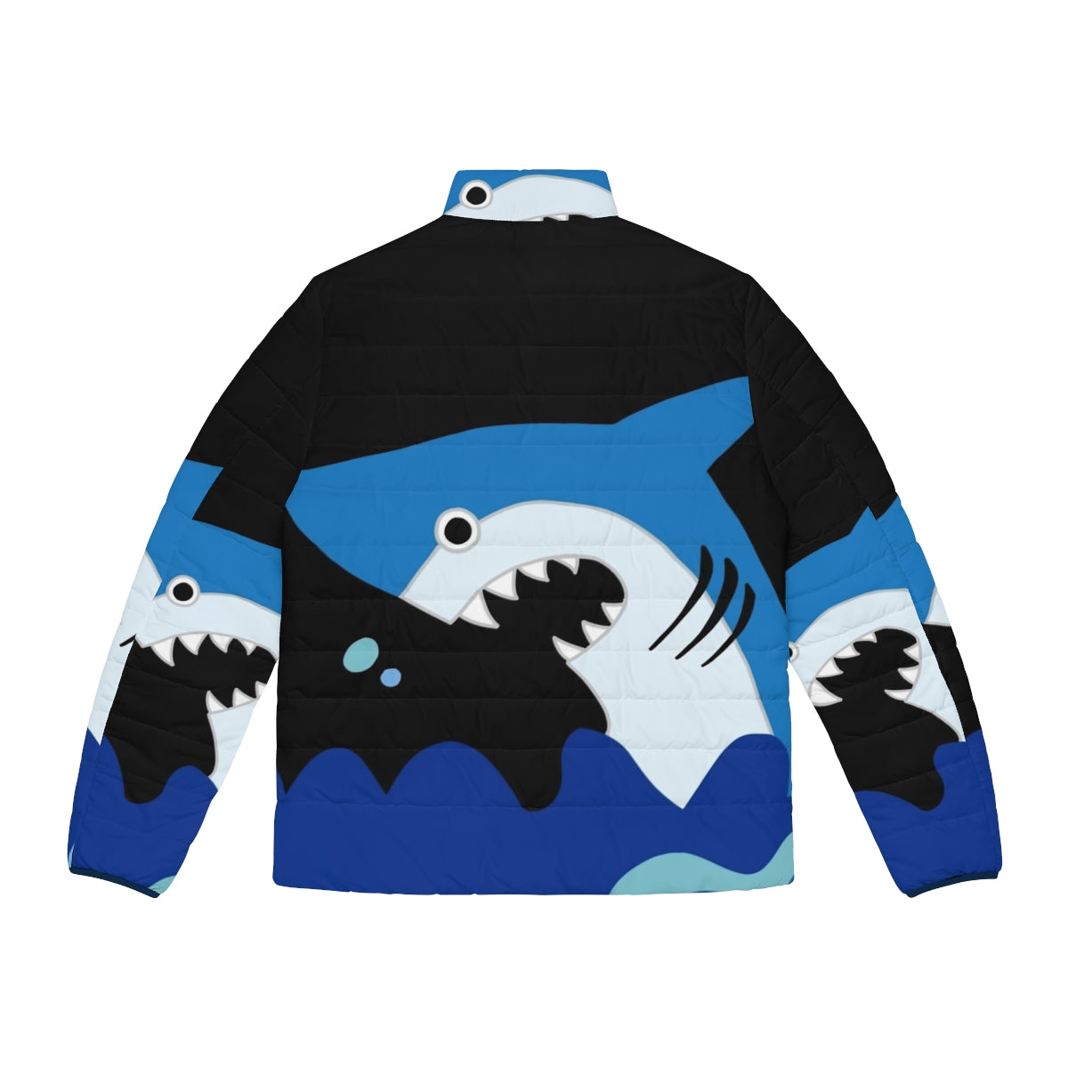 Luffy Shark Puffer Jacket with Anime-Inspired Shark Design - Back