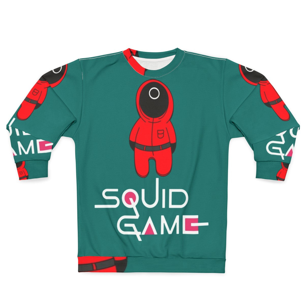 Squid Game Collection Sweatshirt featuring characters and symbols from the Netflix series