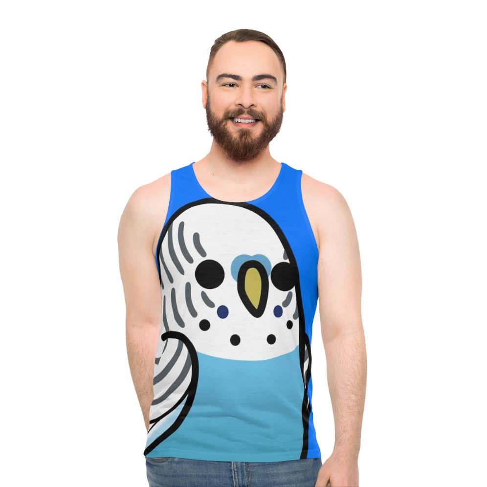 Unisex bird and budgie pattern tank top - men