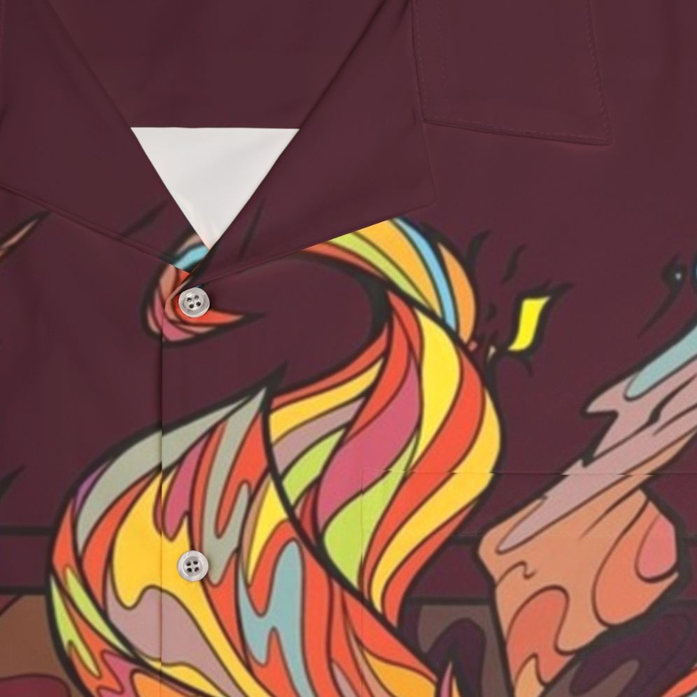 Dark Souls inspired stained glass ember Hawaiian shirt - Detail