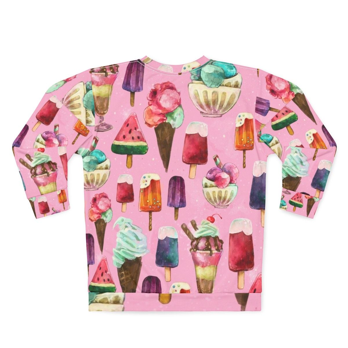 Woman wearing ice cream pattern sweatshirt - Back