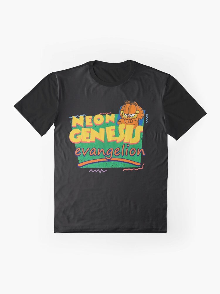 Neon Genesis Evangelion Garfield graphic t-shirt featuring a Garfield-inspired design - Flat lay