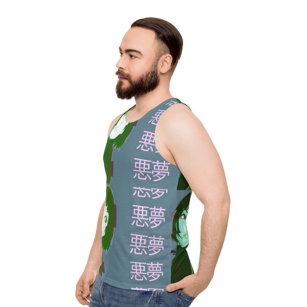 Vaporwave-inspired tank top with anime girl graphics - men side