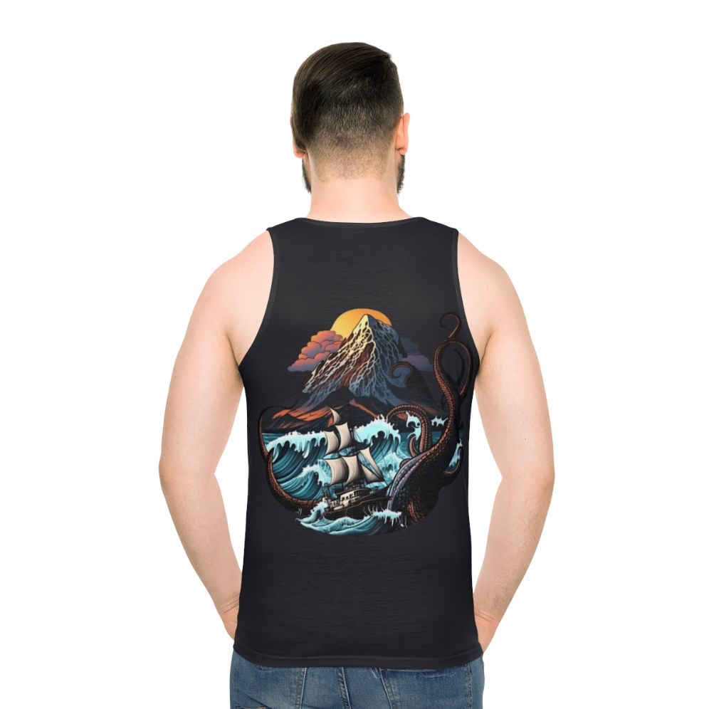 Unisex tank top featuring mythical sea creatures design - men back